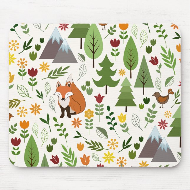 Skandinavische Art-Illustrationen auf Sahnemuster Mousepad (Vorne)