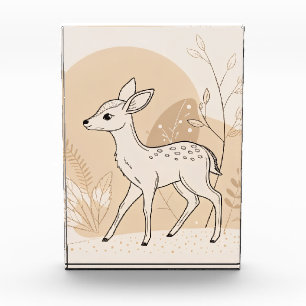 Skandinavische Babyhirsch-Linienkunst – Minimalist Fotoblock