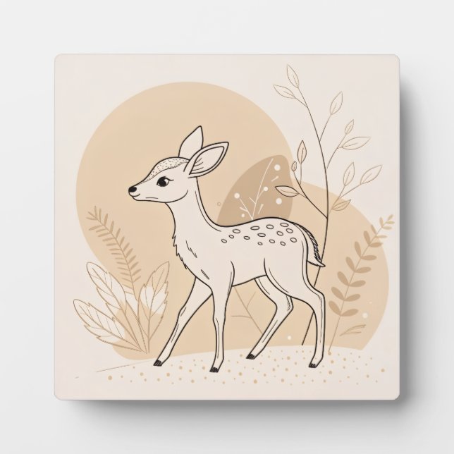 Skandinavische Babyhirsch-Linienkunst – Minimalist Fotoplatte (Vorderseite)