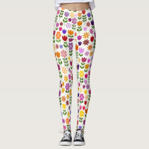 Skandinavische Blume Großes Muster Leggings