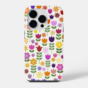 Skandinavische Blumen im großen Muster iPhone 14 Pro Hülle