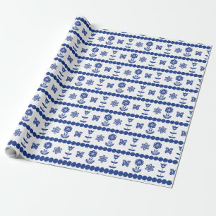 Skandinavische Blumen und Schmetterlingsmuster Geschenkpapier