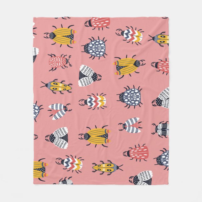 Skandinavische Bugs Beetles Childish Muster Fleecedecke (Vorderseite)