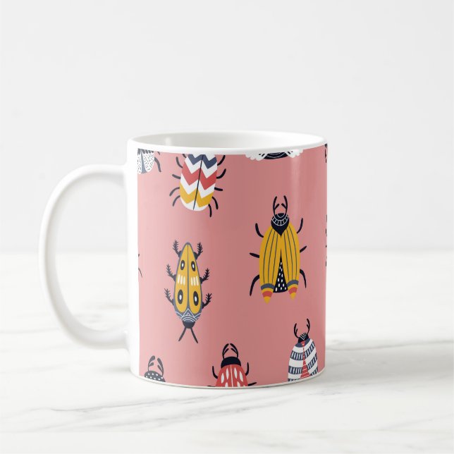 Skandinavische Bugs Beetles Childish Muster Kaffeetasse (Links)