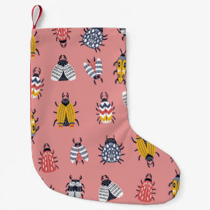 Skandinavische Bugs Beetles Childish Muster Kleiner Weihnachtsstrumpf