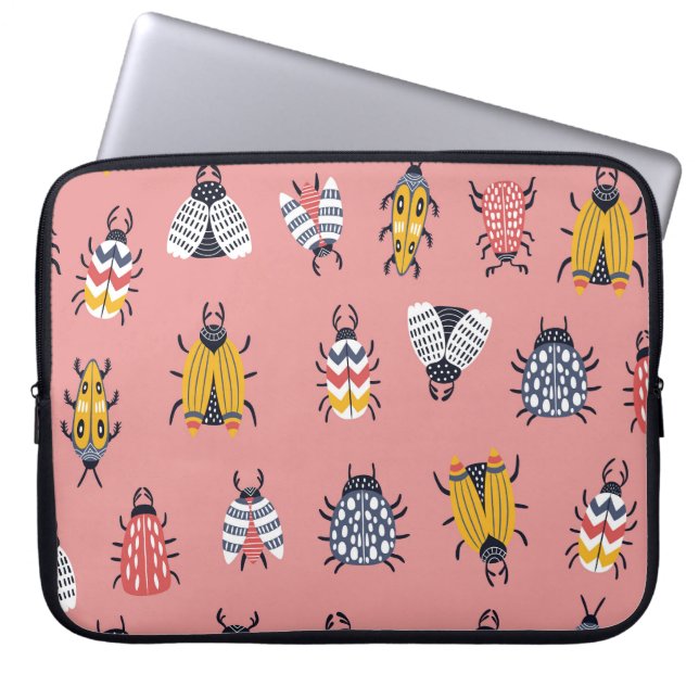 Skandinavische Bugs Beetles Childish Muster Laptopschutzhülle (Vorderseite)