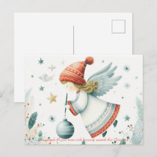 Skandinavische Eleganz spiritueller Weihnachtsenge Postkarte