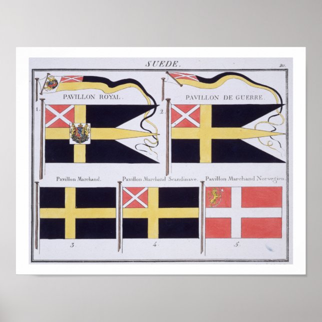Skandinavische Flaggen, aus einem französischen Bu Poster (Vorne)