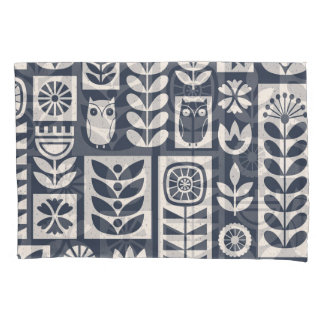 Skandinavische Flora: Weiß, blau, Minimalistisch. Kissenbezug