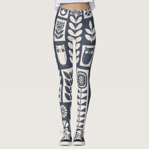 Skandinavische Flora: Weiß, blau, Minimalistisch. Leggings
