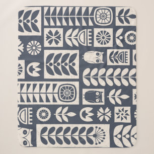 Skandinavische Flora: Weiß, blau, Minimalistisch. Sherpadecke