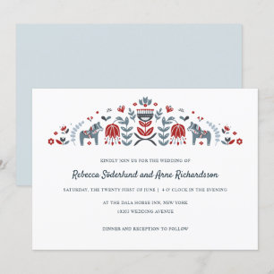 Skandinavische Folk Art Dala Blume Hochzeit Einladung