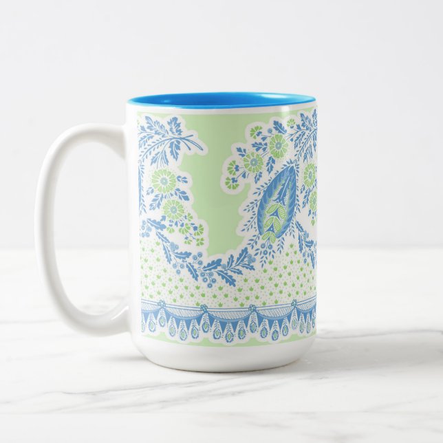 Skandinavische Folk Art Klassische Tasse blau (Links)