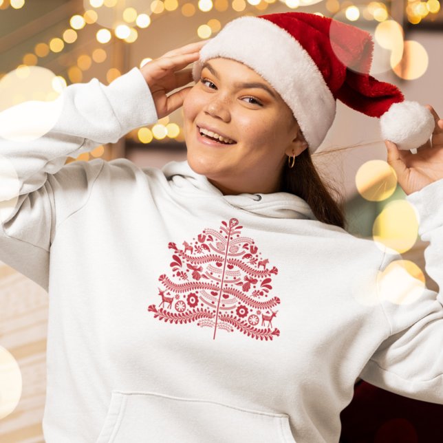 Skandinavische Folk Kunst Nordic Christmas Tree Hoodie (Von Creator hochgeladen)