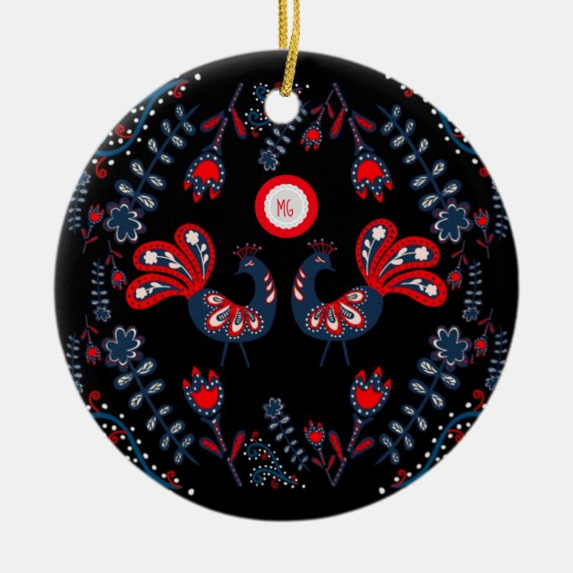 Skandinavische Folkloregale Mit Monogramm Keramik Ornament (Vorne)