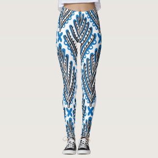 Skandinavische Folklorekunst: Blumenrostdesign Leggings