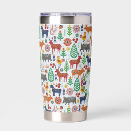 Skandinavische Folklorekunst Monogram Muster Boho  Thermobecher