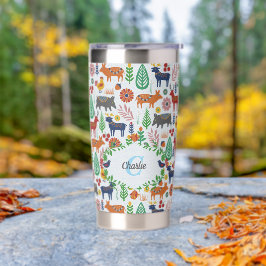 Skandinavische Folklorekunst Monogram Muster Boho Thermobecher