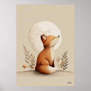 Skandinavische Fuchsbabyzimmer-Wandkunst Neutrales Poster
