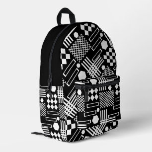skandinavische geometrische Formen Schwarz/Weiß Bedruckter Rucksack