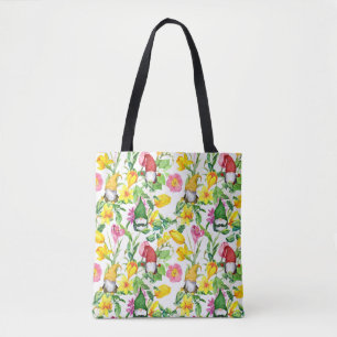 Skandinavische Gnome: Frühlingsblumen-Aquarell. Tasche