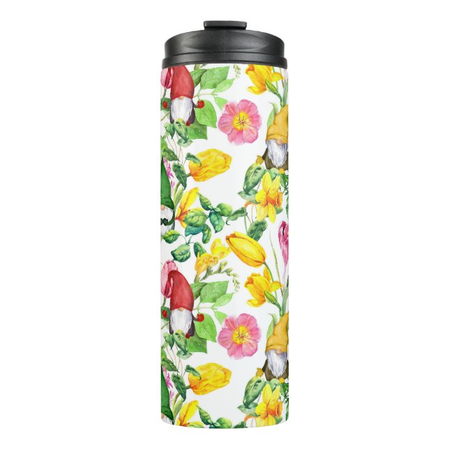 Skandinavische Gnome: Frühlingsblumenfarbe. Thermosbecher (Vorderseite)