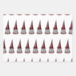 Skandinavische Gnome in Kariert Geschenkpapier Set