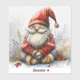 Skandinavische Gnomes Red Watercolor Aufkleber