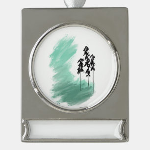 Skandinavische Grünbaumkunst, einfache moderne Min Banner-Ornament Silber