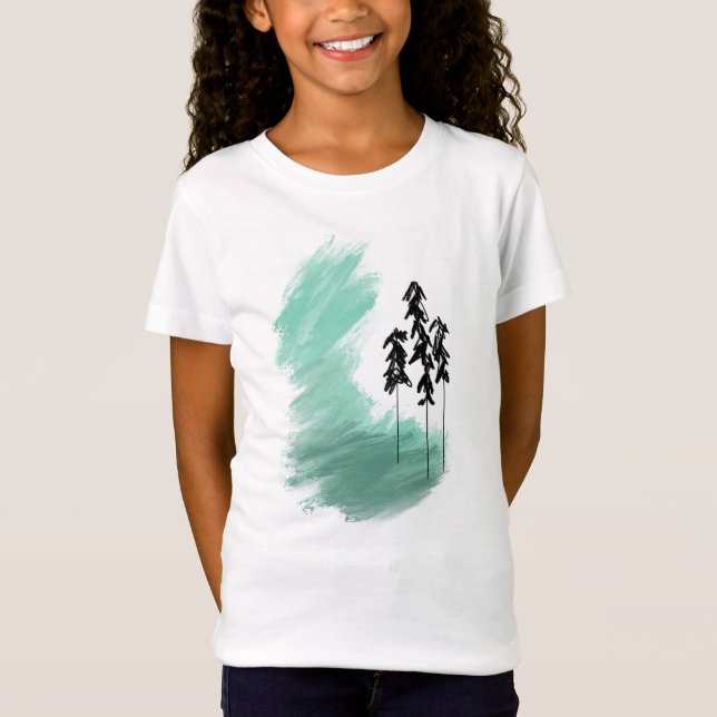 Skandinavische Grünbaumkunst, einfache moderne Min T-Shirt (Vorderseite)
