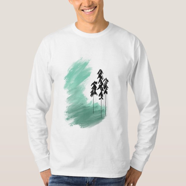 Skandinavische Grünbaumkunst, einfache moderne Min T-Shirt (Vorderseite)