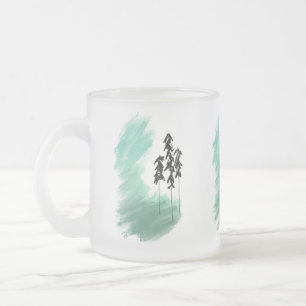 Skandinavische grüne Baumkunst einfache moderne Mi Mattglastasse