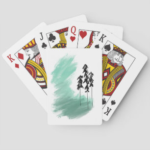 Skandinavische grüne Baumkunst einfache moderne Mi Spielkarten