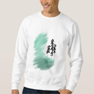 Skandinavische grüne Baumkunst einfache moderne Mi Sweatshirt
