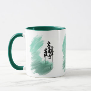 Skandinavische grüne Baumkunst einfache moderne Mi Tasse