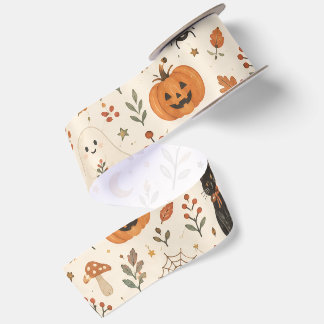 Skandinavische Halloween-Tapete, nordische Volksku Satinband