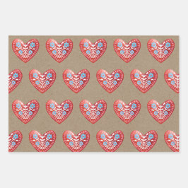 skandinavische Herz-Wrapping Sheets Geschenkpapier Set