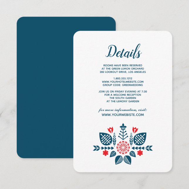skandinavische Liebe | Angaben zum Hochzeitgast Einladung (Vorne/Hinten)