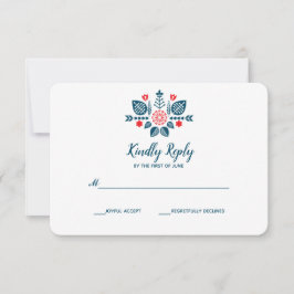 Skandinavische Liebe in Rot und Blau | HochzeitsrS RSVP Karte