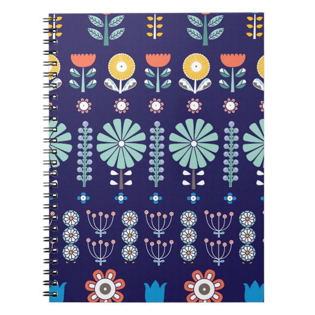 Skandinavische lineare Blume, Sommermotiv Notizblock (Vorderseite)
