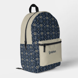 skandinavische Marine und Tan Mandala Muster Bedruckter Rucksack