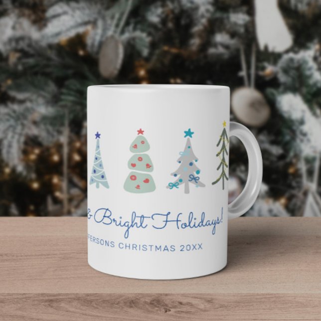 skandinavische Minimalistische Weihnachtsbäume Kaffeetasse (Hand-drawn Custom Scandinavian Christmas tress mug with your text)