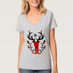 Skandinavische Natur Hirsch Kopf T - Shirt