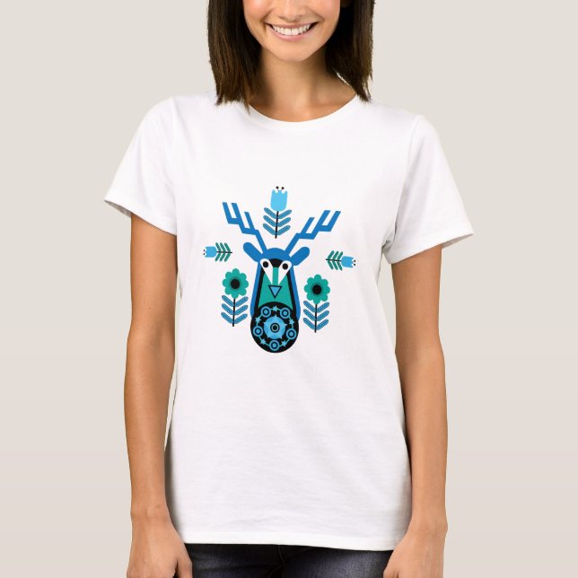 Skandinavische Natur Hirsch Kopf T - Shirt (Vorderseite)