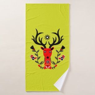 Skandinavische Natur Hirsch Kopf T - Shirt Badehandtuch