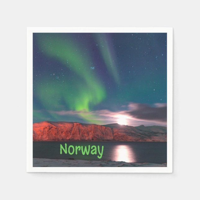 Skandinavische Nordlichter - Rote Klippen Serviette (Vorderseite)