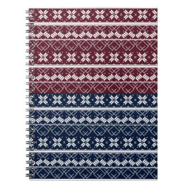 Skandinavische Ornamente auf blauen, bordeauxfarbe Notizblock