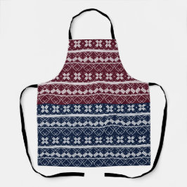 Skandinavische Ornamente auf blauen, bordeauxfarbe Schürze