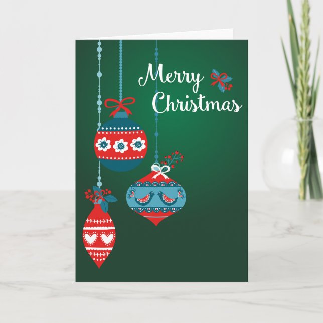 Skandinavische Ornamente Frohe Weihnachten (Vorderseite)