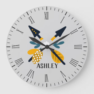 Skandinavische Pfeile Personalisiert Große Wanduhr